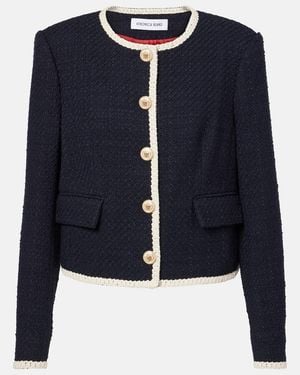 Veronica Beard Mabel Cropped Tweed Jacket - Blue