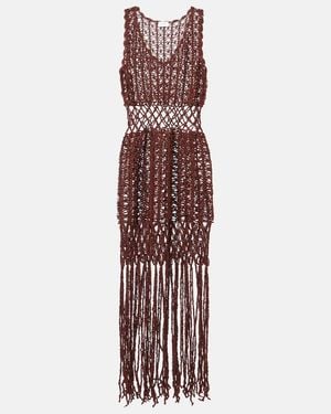 Anna Kosturova Fringed Cotton Minidress - Purple