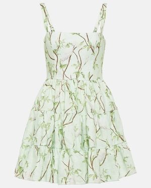 Agua Bendita Lima Printed Linen Minidress - Green