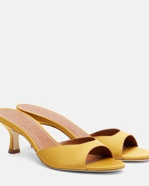 STAUD Brigitte Leather-Trimmed Mules - Metallic