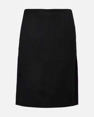 Calvin Klein Ribbed-Knit Wool Miniskirt - Black