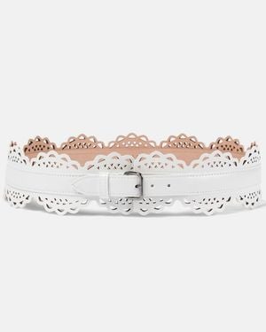 Alaïa Laser-Cut Leather Belt - Natural