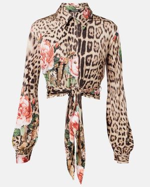 Roberto Cavalli Bedrucktes Hemd - Braun