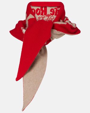 Simone Rocha Bufanda De Lana Y Cachemir Con Cuentas Y Logo - Rojo