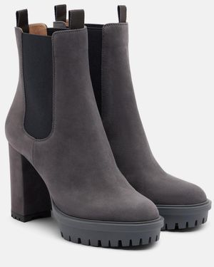 Gianvito Rossi Chelsea Boots Barry Aus Veloursleder - Schwarz
