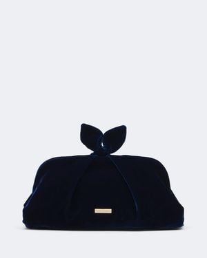 Aquazzura Clutch Bow Tie De Terciopelo - Azul
