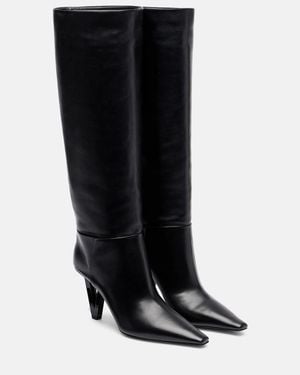 Versace 85 Leather Knee-High Boots - Black