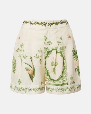 Agua Bendita Rommy Floral Linen Bermuda Shorts - Natural