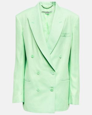 Stella McCartney Double-breasted Linen-blend Blazer - Green
