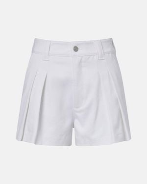 FRAME The Structural Pleated Denim Shorts - White