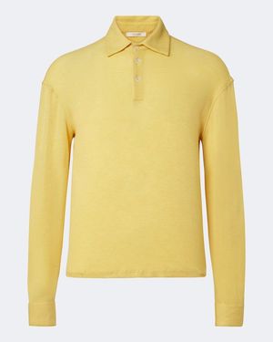 The Row Reyes Cashmere And Silk Polo Sweater - Yellow