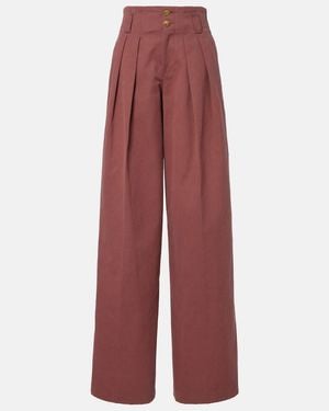 Chloé Cotton Wide-Leg Pants - Red