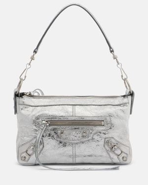 Balenciaga Schultertasche Le City Moto Mini Aus Leder - Grau