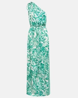 Poupette Isabelle Printed One-Shoulder Kaftan - Green