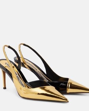 Alexandre Vauthier Metallic Faux Leather Slingback Pumps