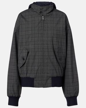 Prada Checked Hooded Virgin Wool Jacket - Black