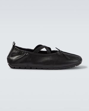 Simone Rocha Ballerina Grip Leather Flats - Black