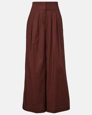 Adriana Degreas Cotton-Blend Wide-Leg Trousers - Purple
