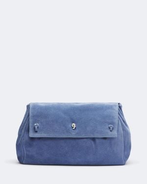 STAUD Clutch Cy Medium Aus Veloursleder - Blau