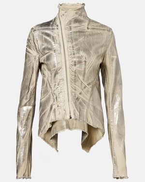 Rick Owens Naska Gary Distressed Coated Denim Jacket - Natural
