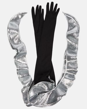David Koma Long Sequined Gloves - Metallic