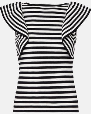Max Mara Vieste Ruffled Striped Top - Black