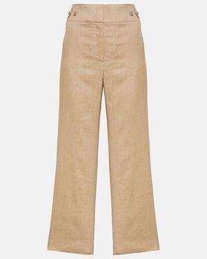 Veronica Beard Aubrie Linen-Blend Cropped Trousers - Natural