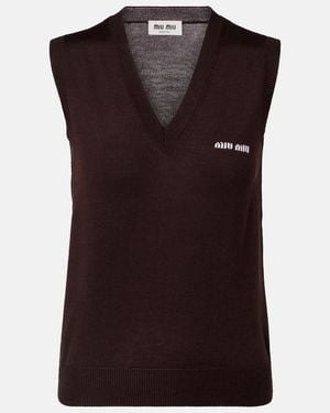 Miu Miu Pullunder Aus Schurwolle - Braun