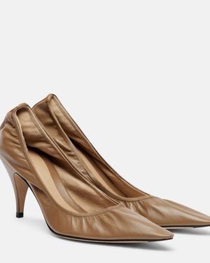 The Row Liisa 80 Leather Court Shoes - Brown