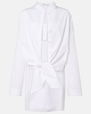 Alaïa Bluse Aus Baumwollpopeline - Weiß