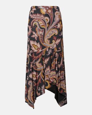 Etro Paisley Jersey Maxi Skirt - Brown