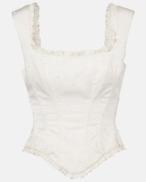 Clio Peppiatt Camelia Embellished Corset - White