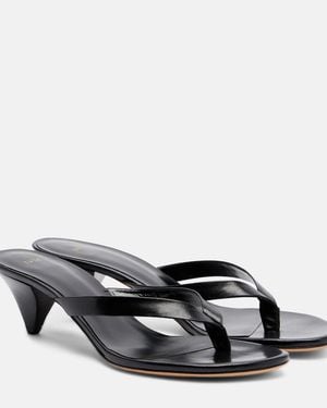 Jude Rooty Leather Thong Sandals - Gray