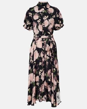 Erdem Floral Belted Shirt Dress - Black