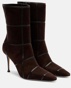 Manolo Blahnik Trulona 90 Suede Ankle Boots - Black
