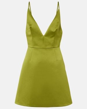 Emilia Wickstead Vero Plunged Satin Mini Dress - Green