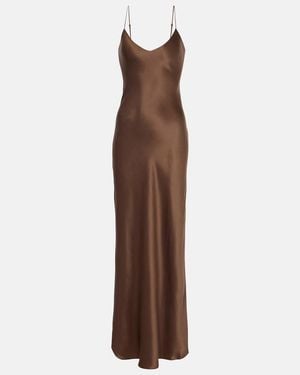 Nili Lotan Cami Silk Charmeuse Slip Dress - Brown