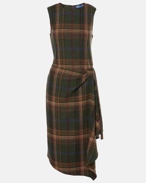 Polo Ralph Lauren Plaid Wool-Blend Midi Dress - Green