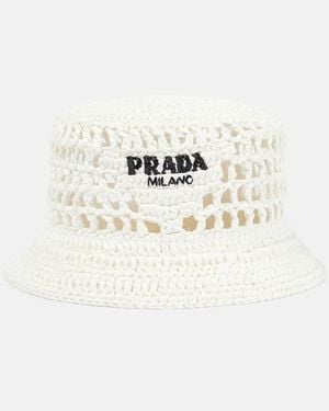 Prada Fischerhut Mit Logo-Stickerei - Weiß