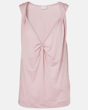 Dries Van Noten Gathered Cotton Top - Pink