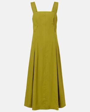 Vince Linen-Blend Midi Dress - Green
