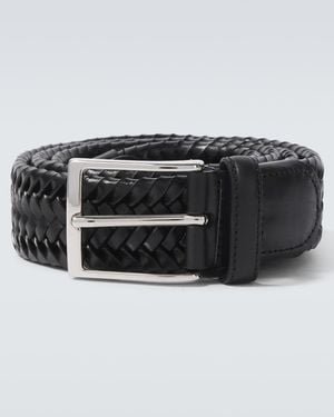 Rubinacci Cinturon Trenzado De Piel - Negro