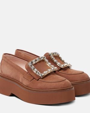 Roger Vivier Viv' Rangers Suede Platform Loafers - Brown