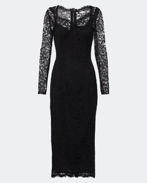 Dolce & Gabbana Lace Midi Dress - Black