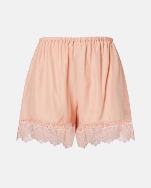 Stella McCartney Shorts De Seda Con Encaje - Rosa