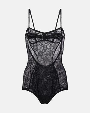 The Attico Body De Encaje Floral - Negro