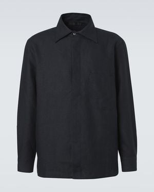 Saman Amel Linen Overshirt - Blue
