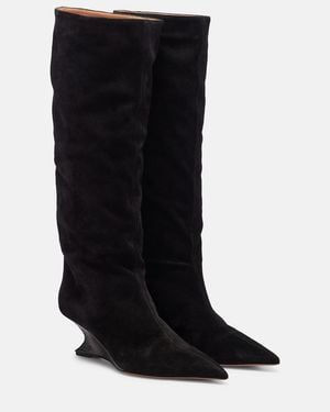 Paris Texas Nina 50 Suede Knee-High Boots - Black