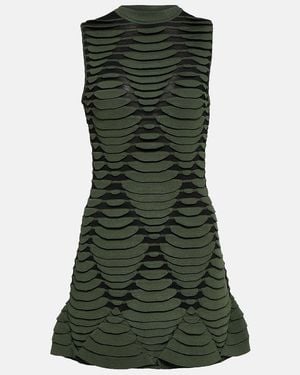 Alaïa Snake-Effect Knit Minidress - Green