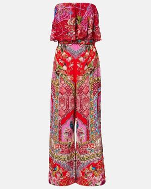 CAMILLA Bedruckter Jumpsuit Aus Seiden-Crepe - Rot
